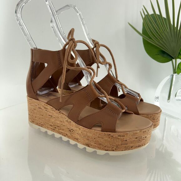 Sorel Brown Wedge Sandals - Picture 2 of 16